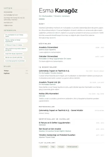 Yönetici Asistanı Cv Örnekleri cv indir